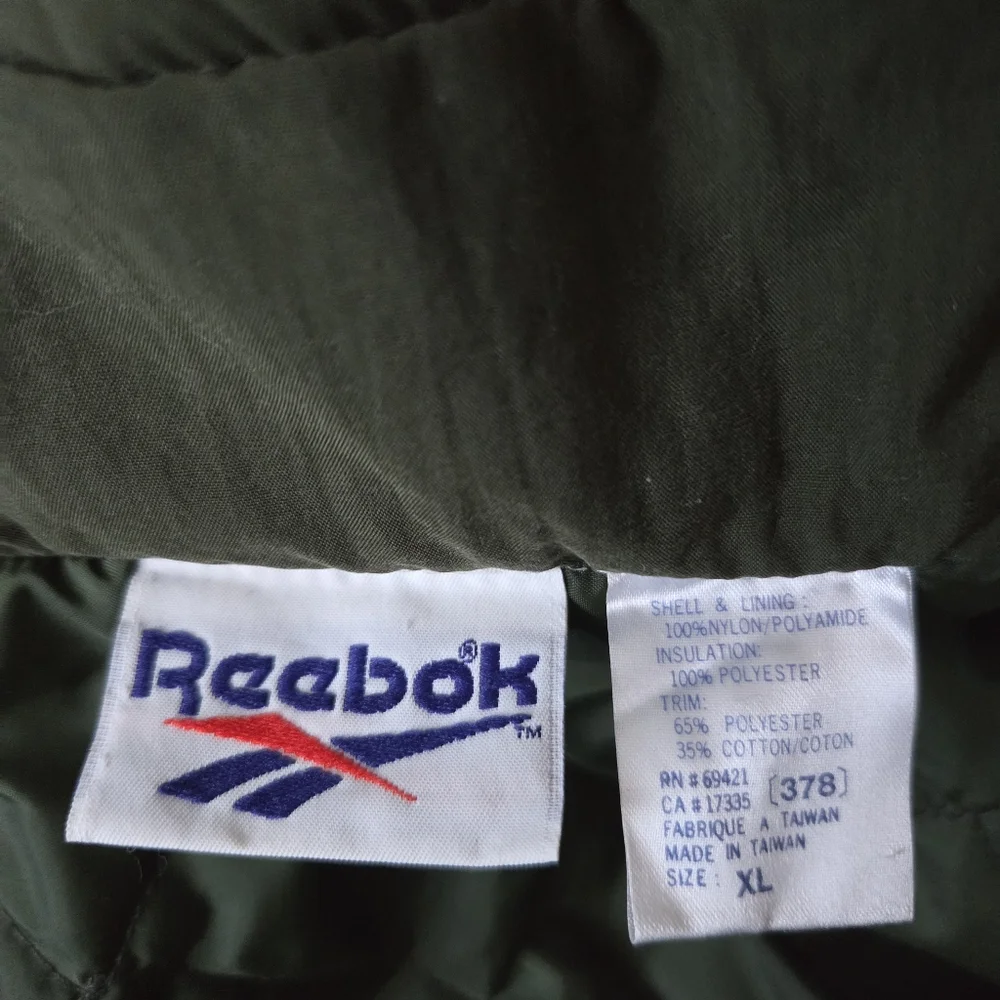 VTG 90s Reebok Full Length Long Puffer Jacket Quilted‎ Size XL Mens- Army Green